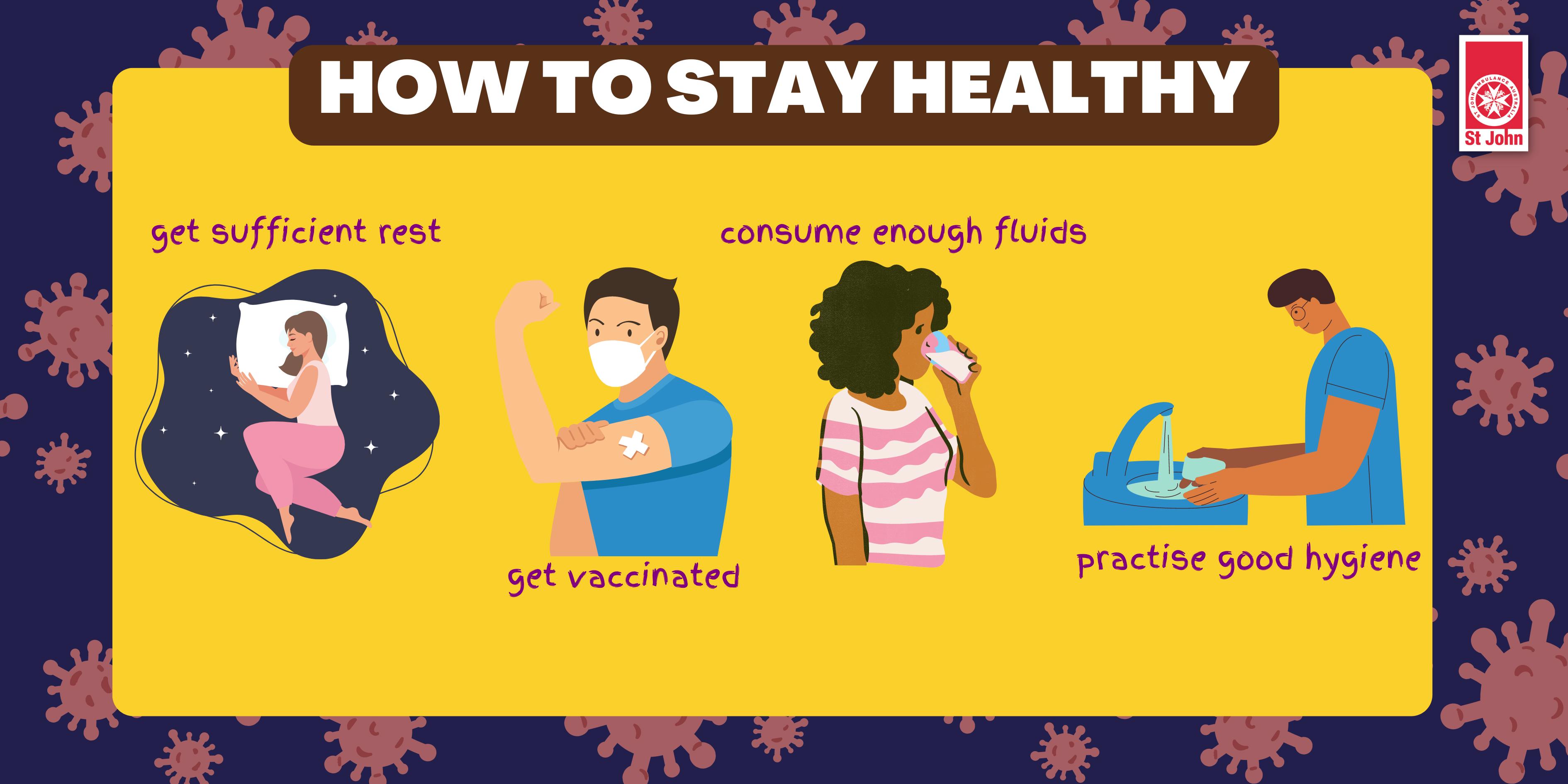 Fight the Flu, how to say healthy graphic, St John Ambulance Victoria